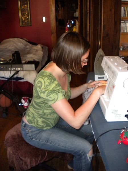 Carolyn sewing